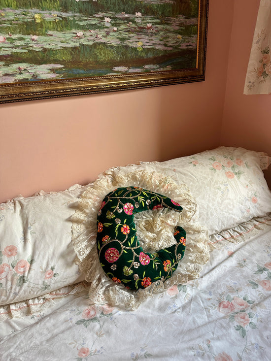 Moon Shaped Pillow in Meadow