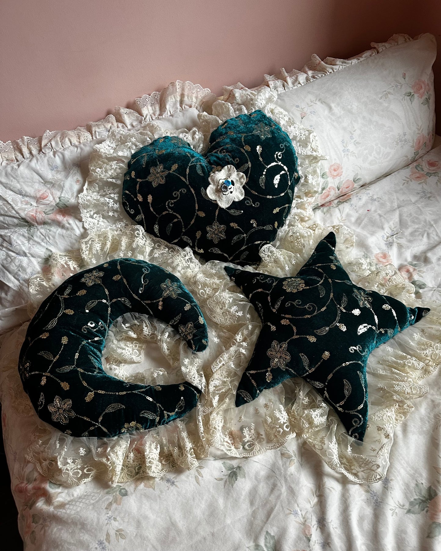 Moon Shaped Lace Pillow in Moon Child