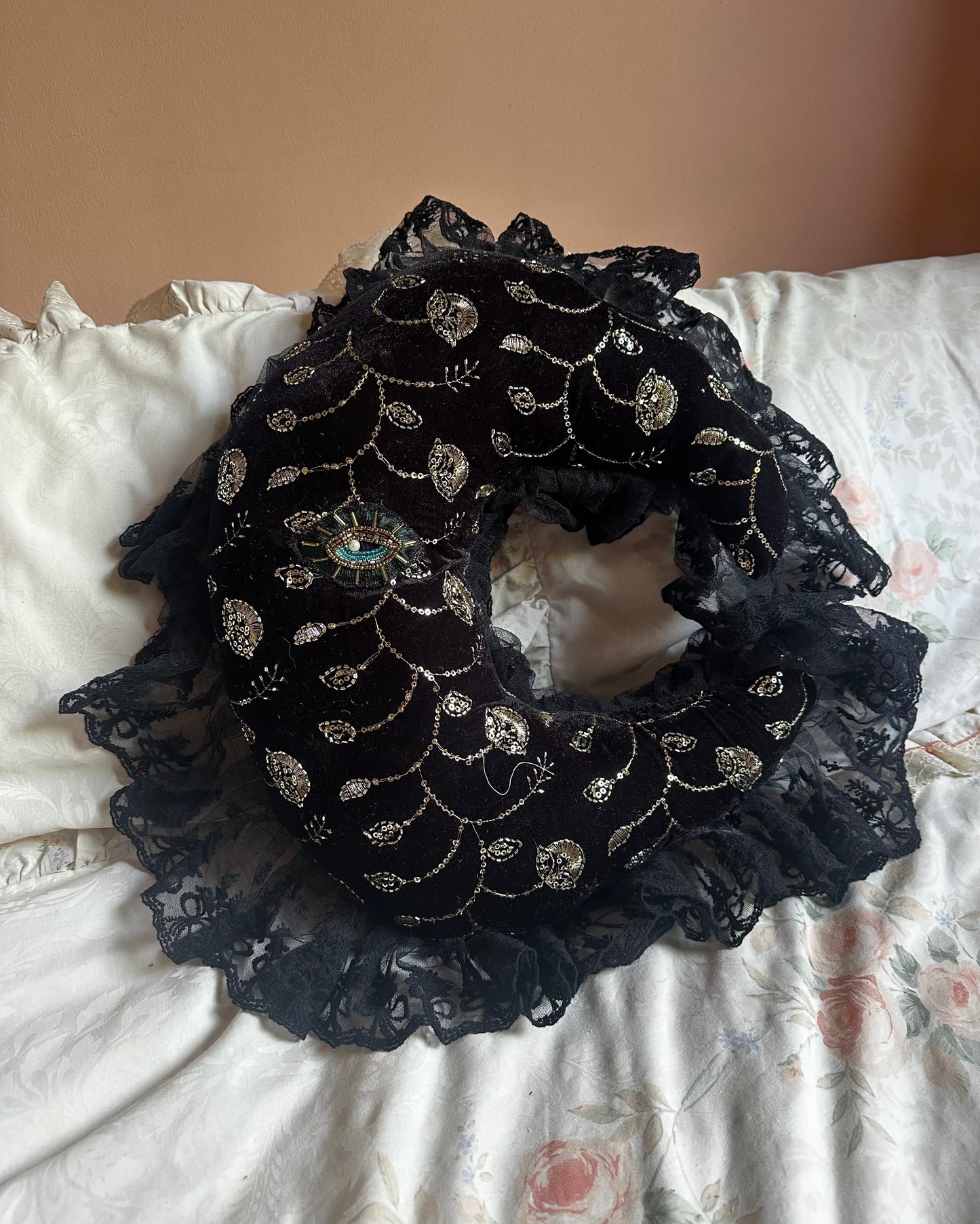 Moonface Pillow in Raven