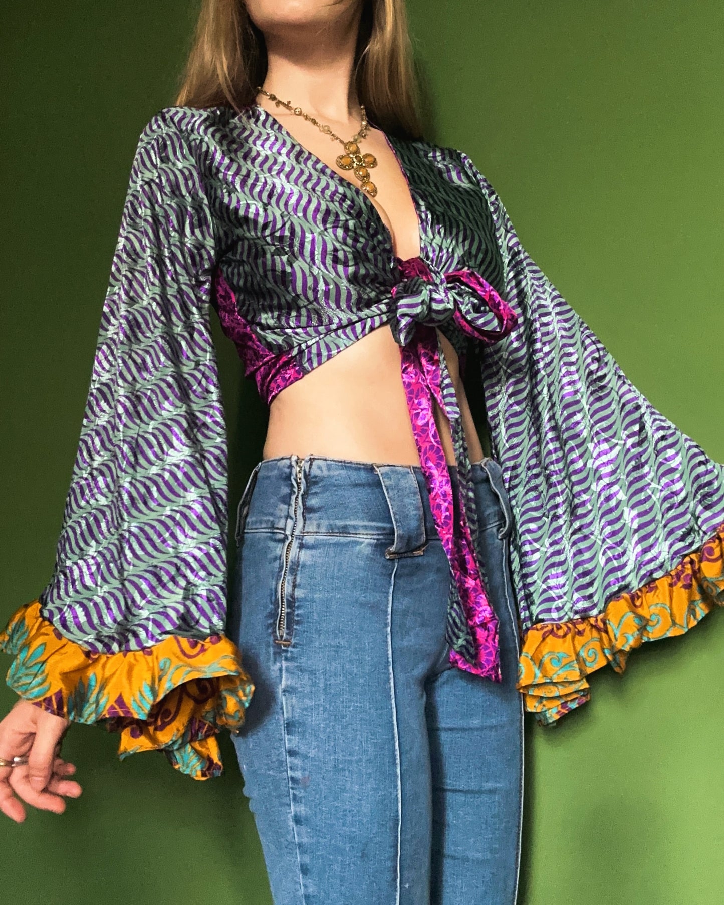 Ruffle Wrap Top in Psychedelia