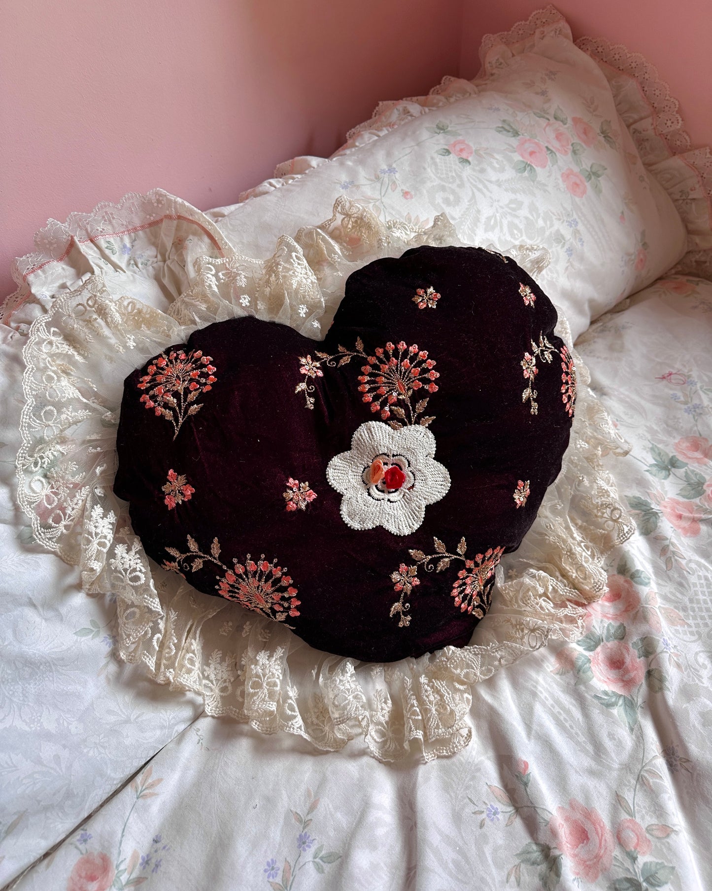 Heart Shaped Pillow in Crimson King