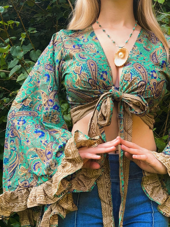 Ruffle Wrap Top in Oceania