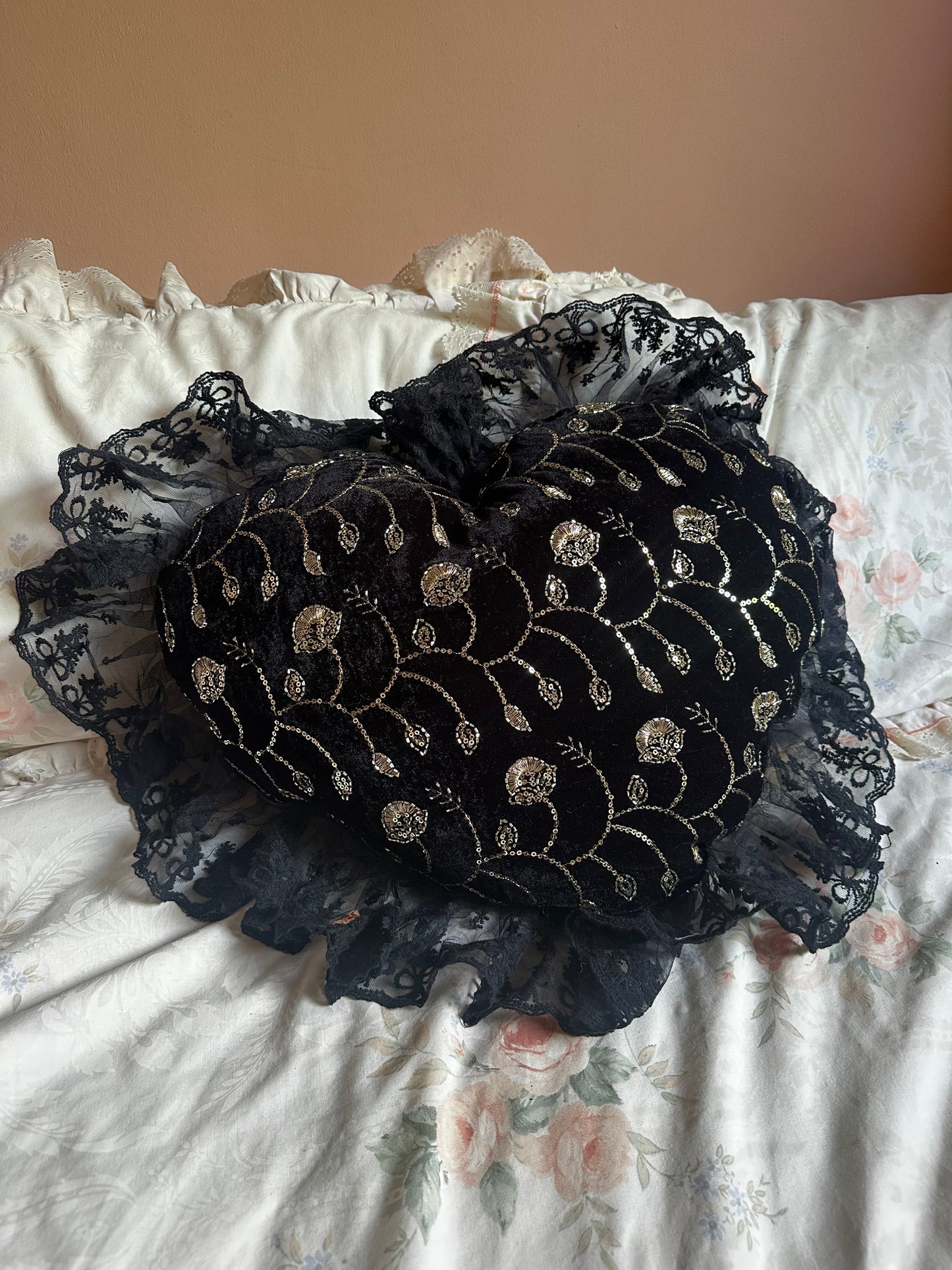 Heart Shaped Pillow in Raven