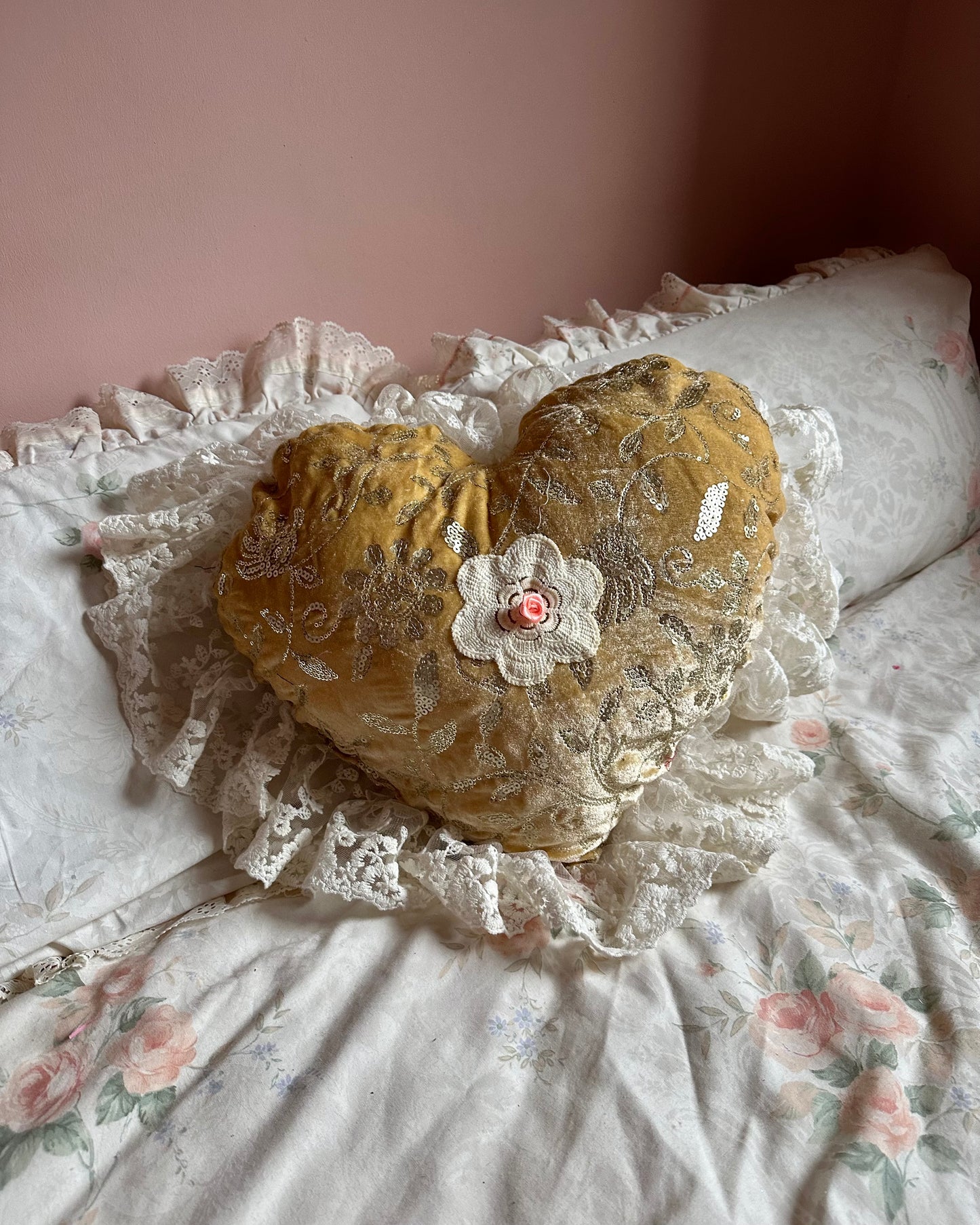 Heart Shaped Pillow in Angel