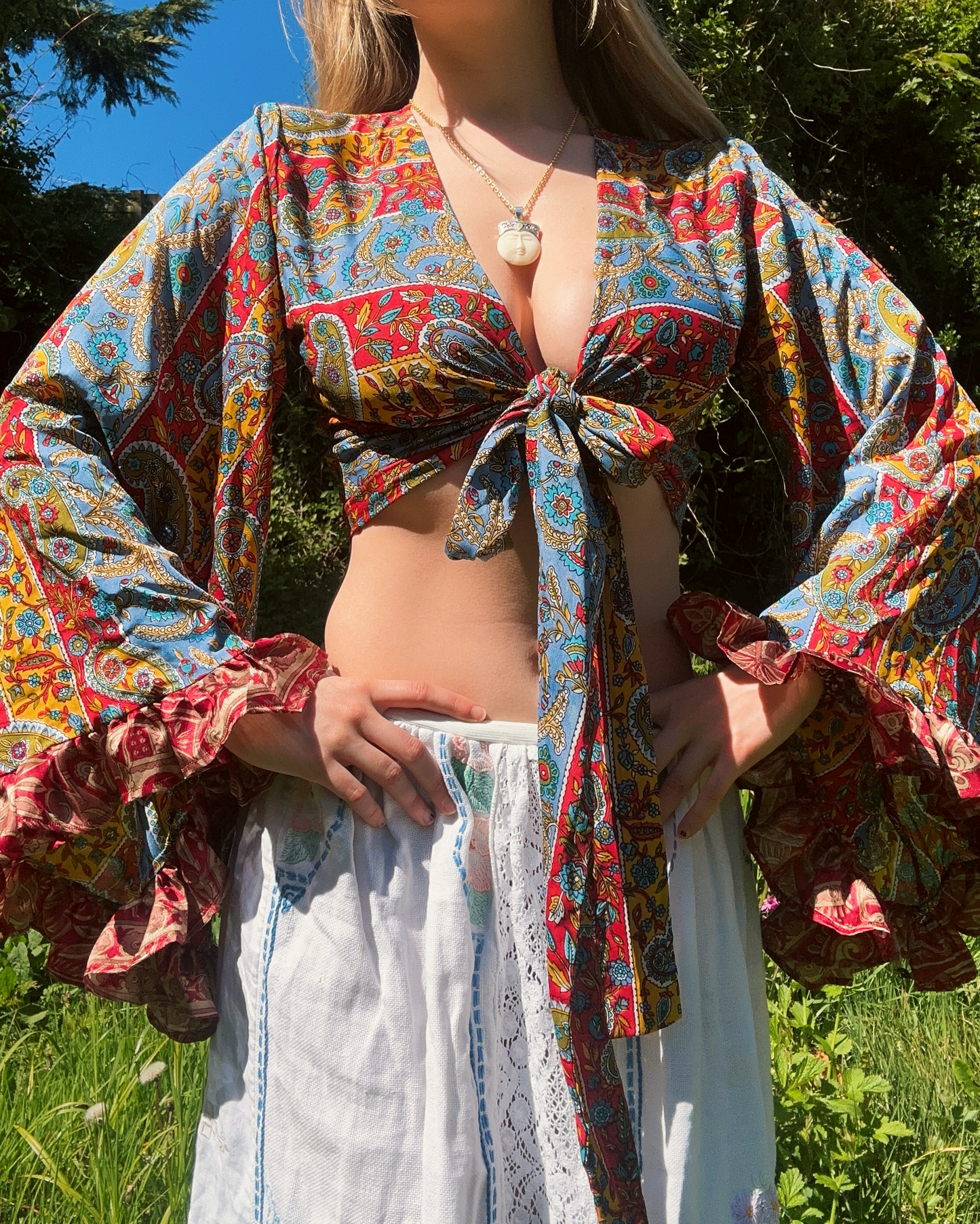Ruffle Wrap Top in Carnival