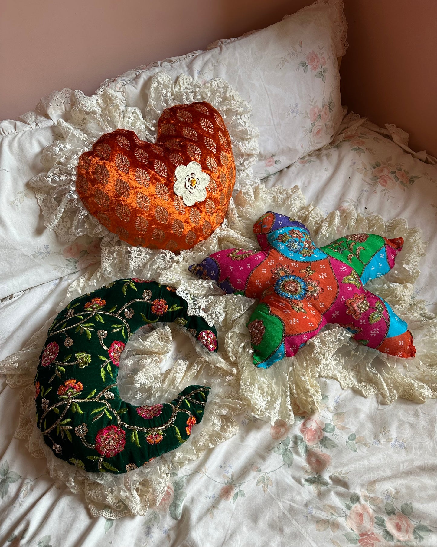 Heart Shaped Pillow in Tangerine