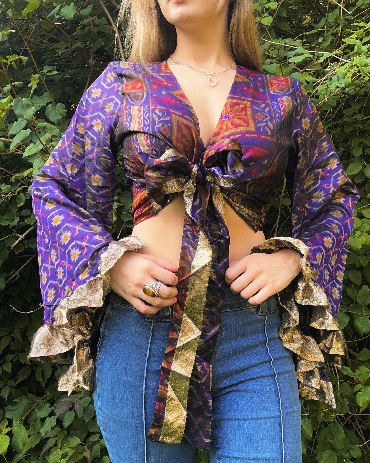 Ruffle Wrap Top in Empress