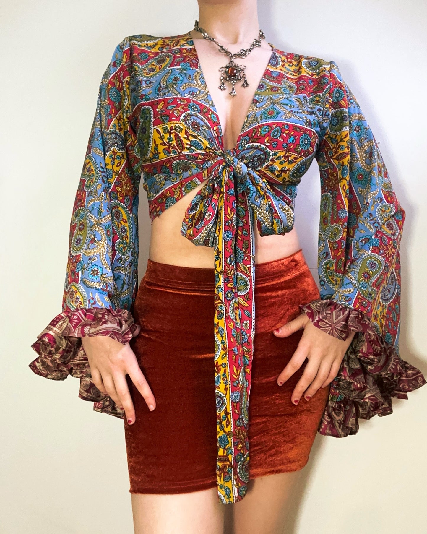 Ruffle Wrap Top in Carnival