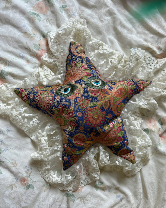 Star Face Shaped Pillow in Wintertime Love