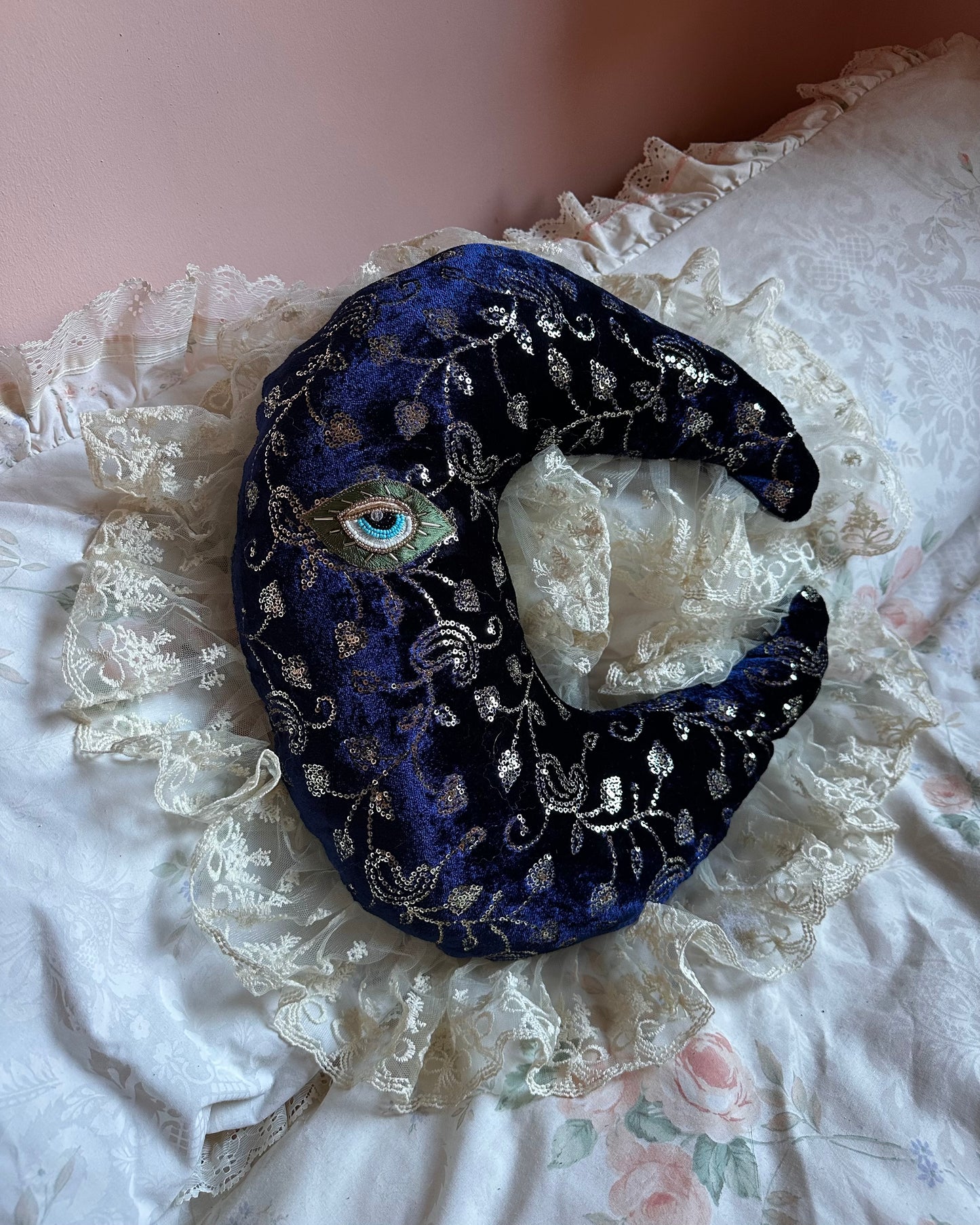 Moonface Shaped Pillow in Royal Blue