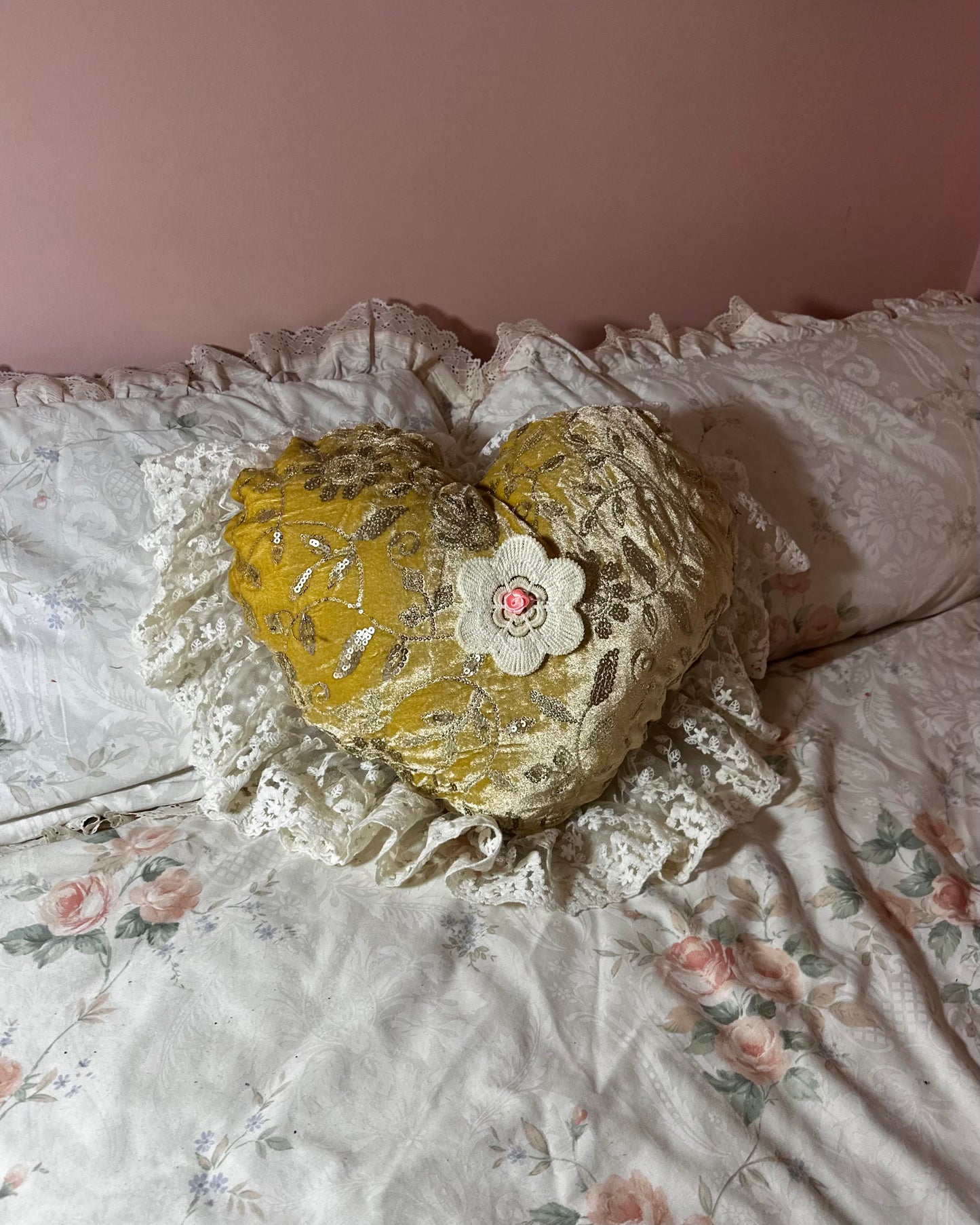 Heart Shaped Pillow in Angel