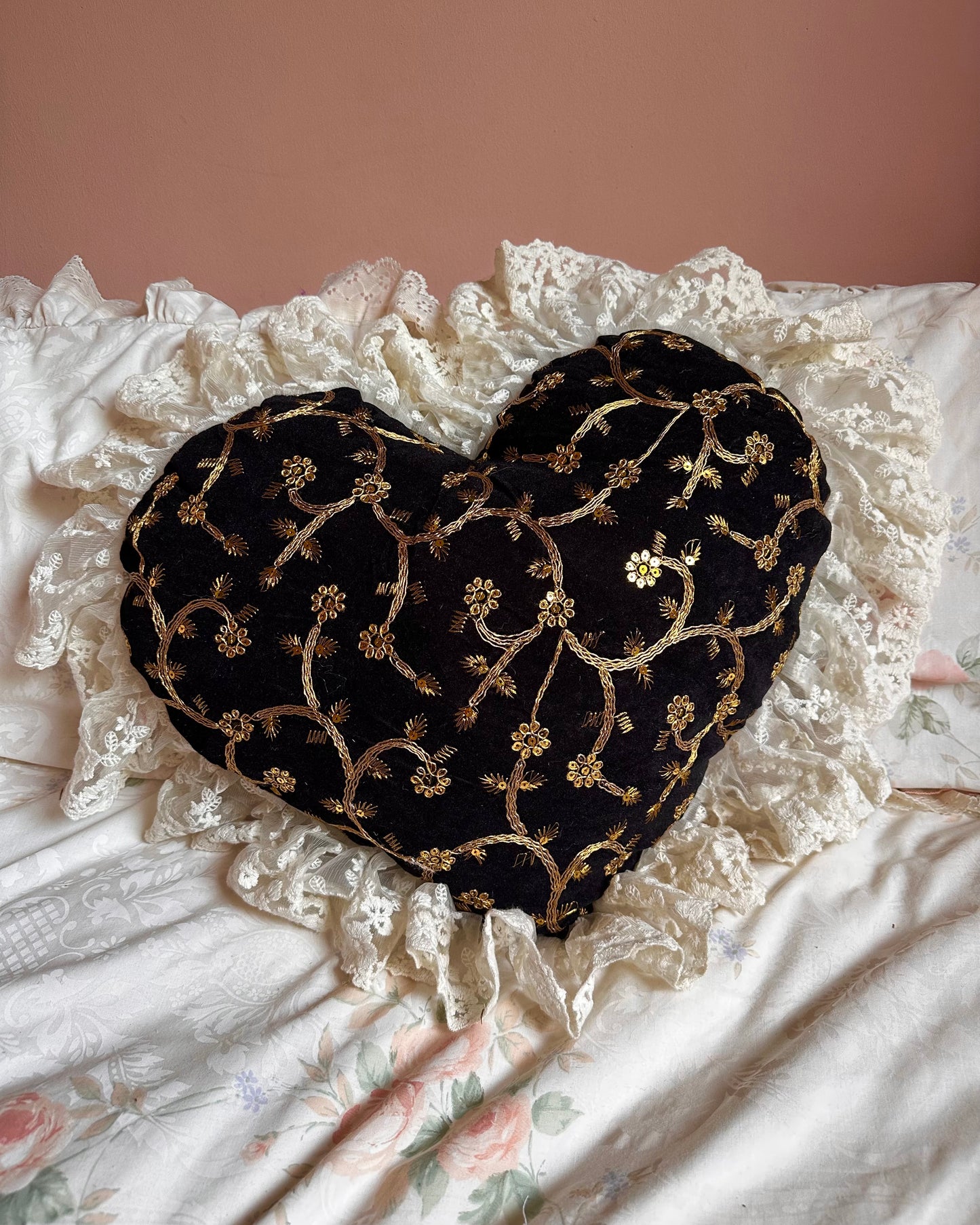 Heart Shaped Pillow in Gold Dust