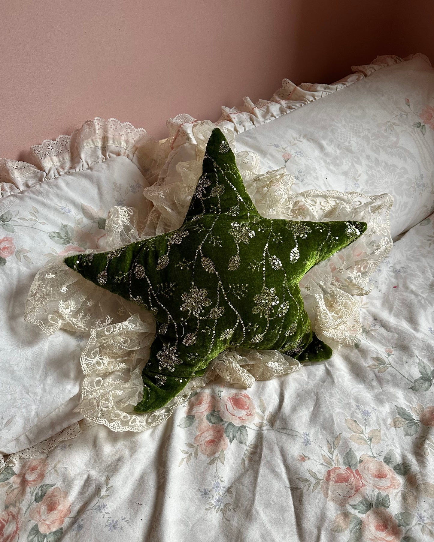 Wonky Star Shaped Pillow in Forest Fairy