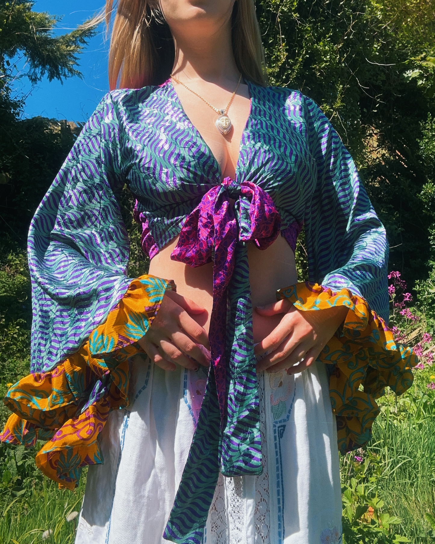 Ruffle Wrap Top in Psychedelia