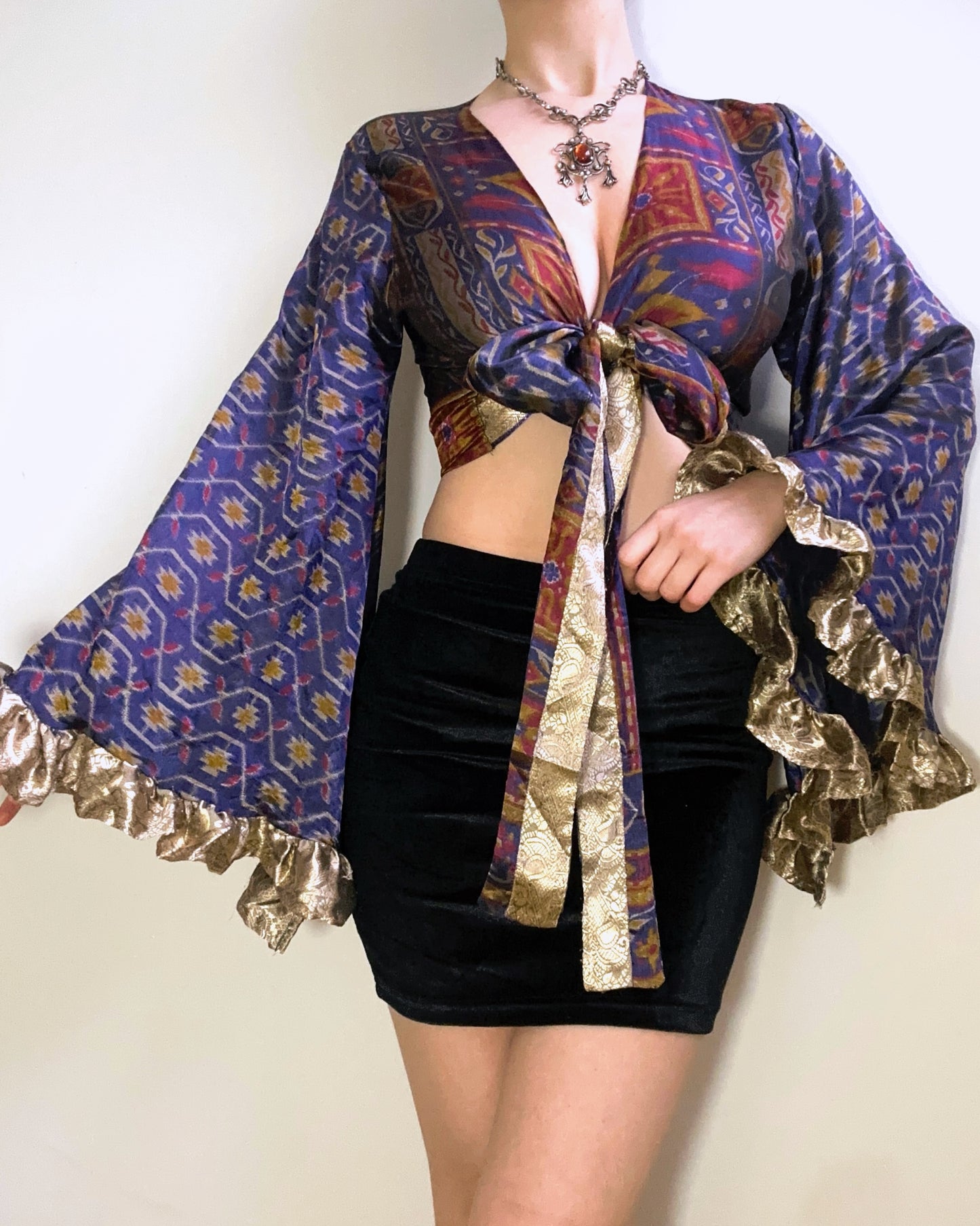 Ruffle Wrap Top in Empress