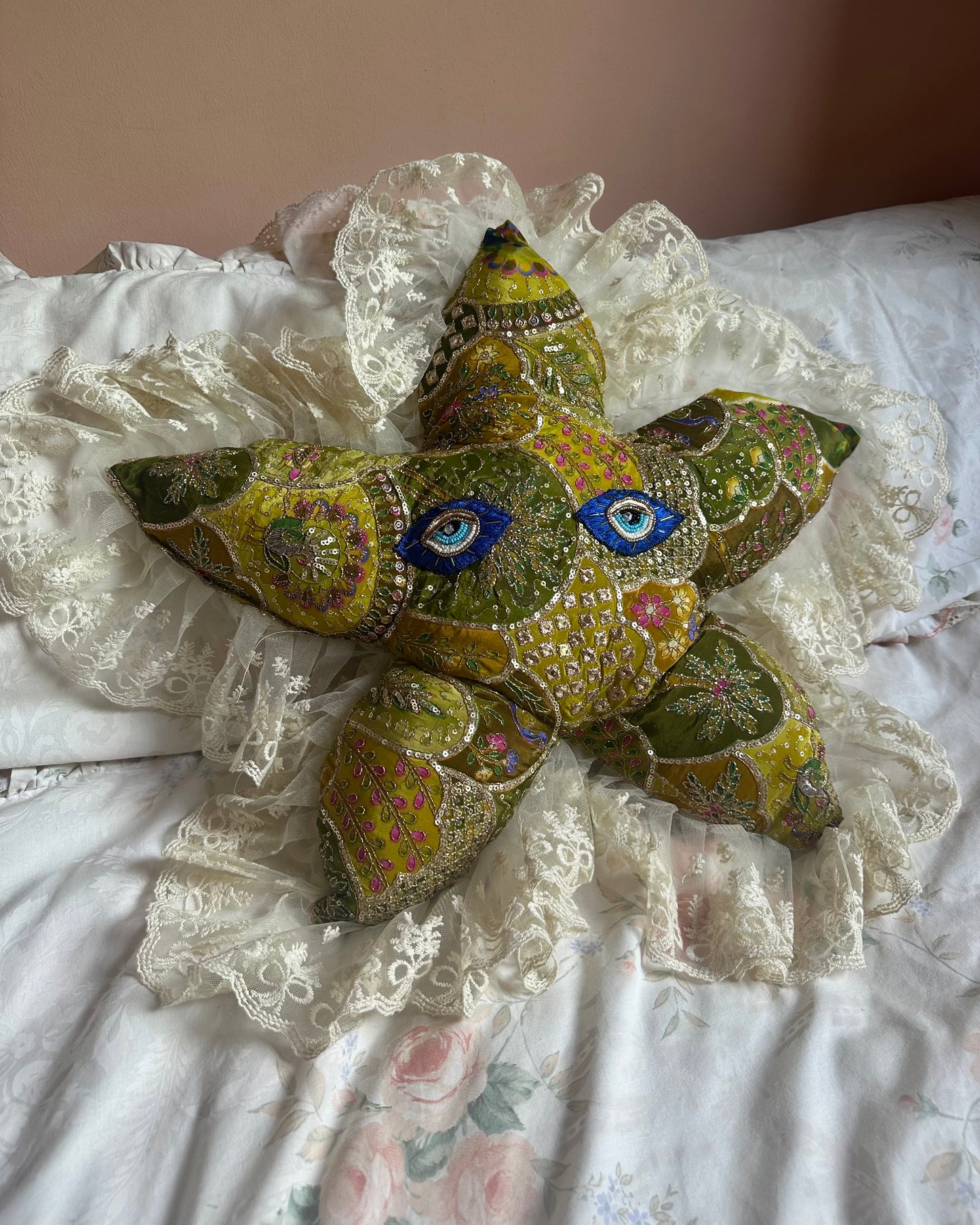 Flower Face Shaped Pillow in Swamp Gator
