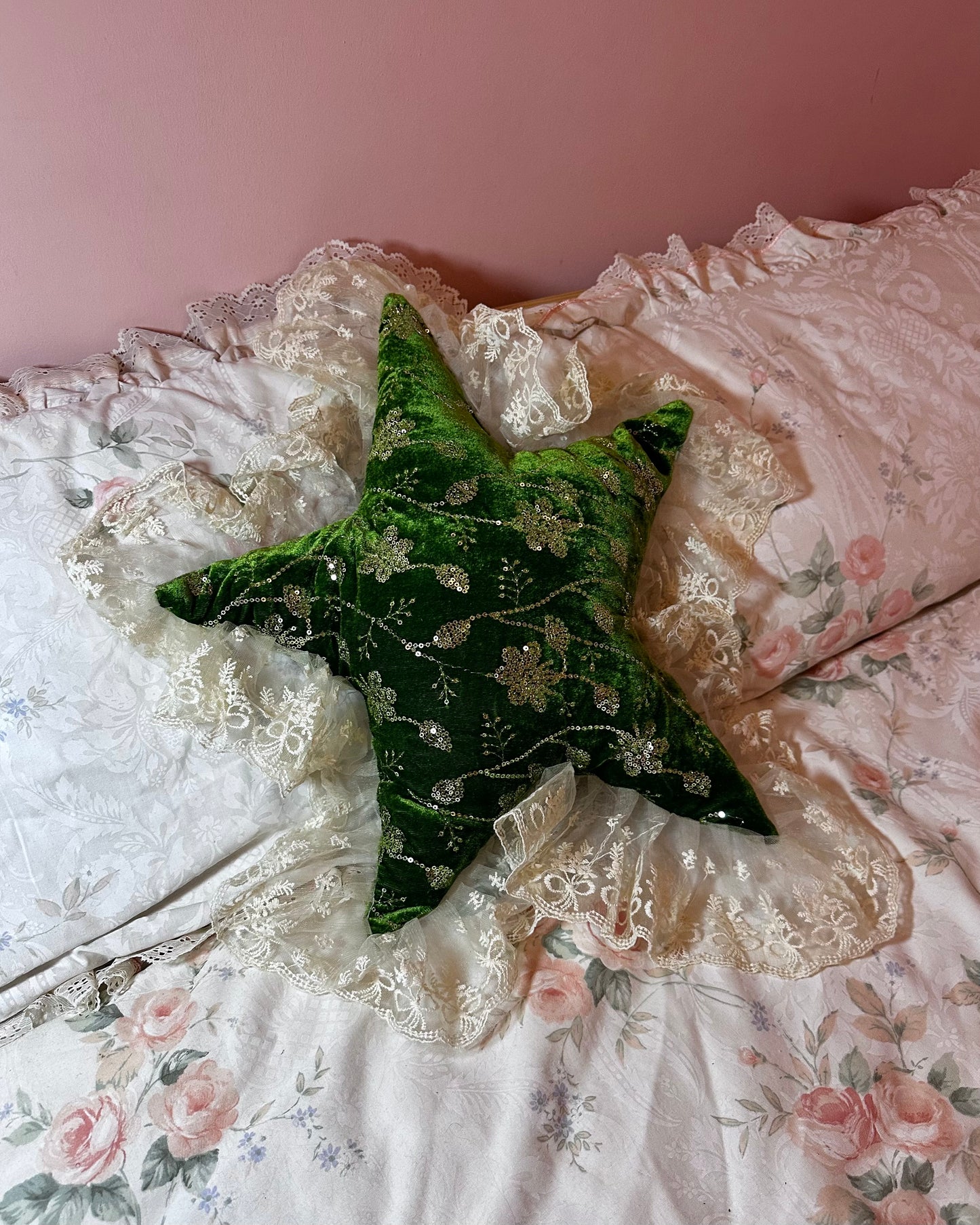 Wonky Star Shaped Pillow in Forest Fairy