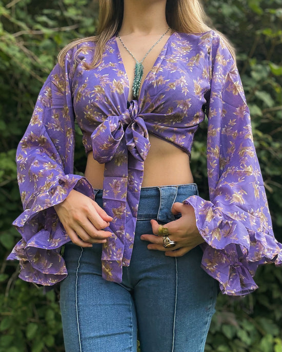 Ruffle Wrap Top in Lilac Wine