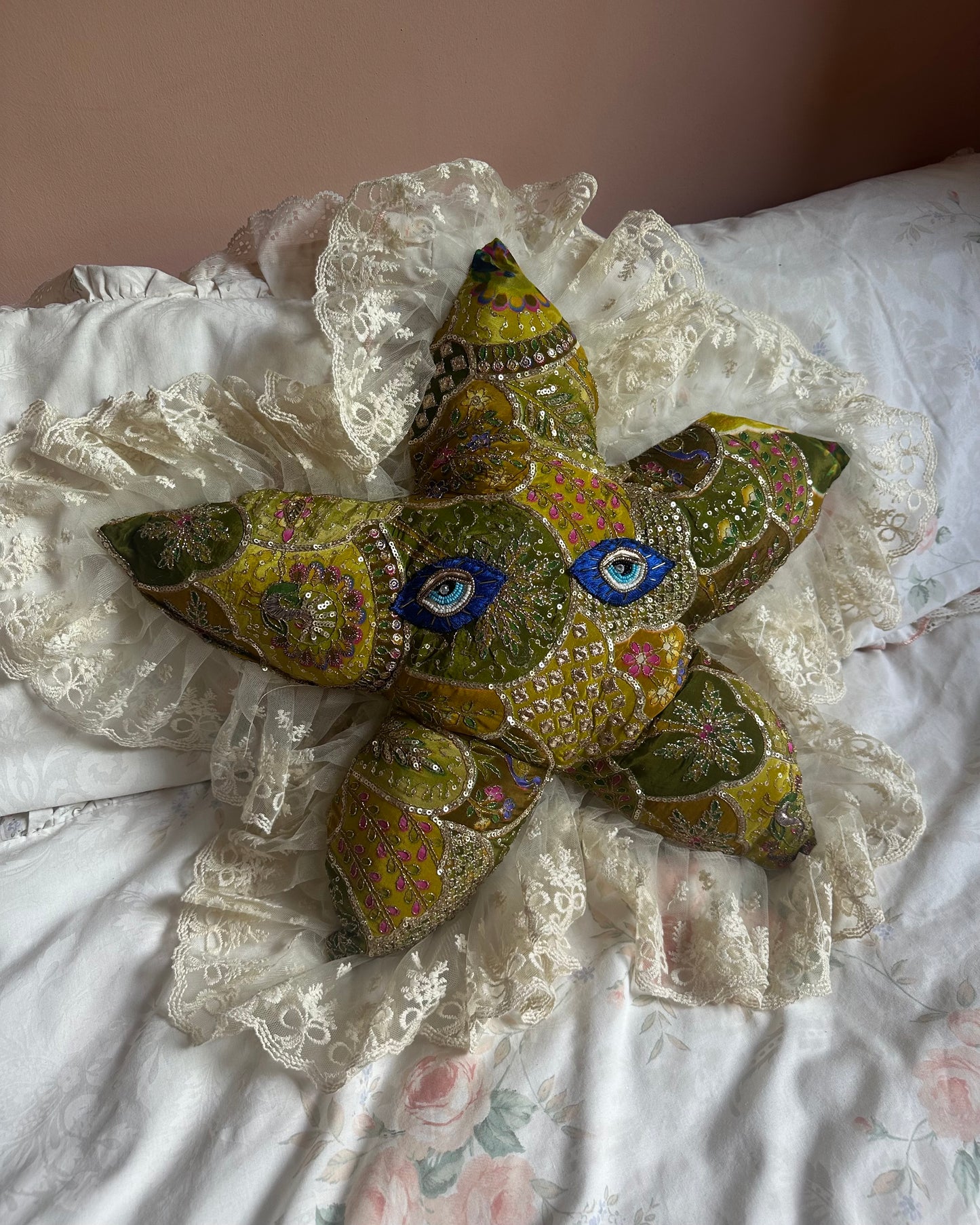 Flower Face Shaped Pillow in Swamp Gator