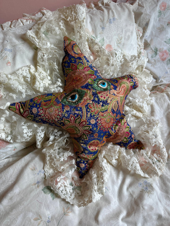 Star Face Shaped Pillow in Wintertime Love