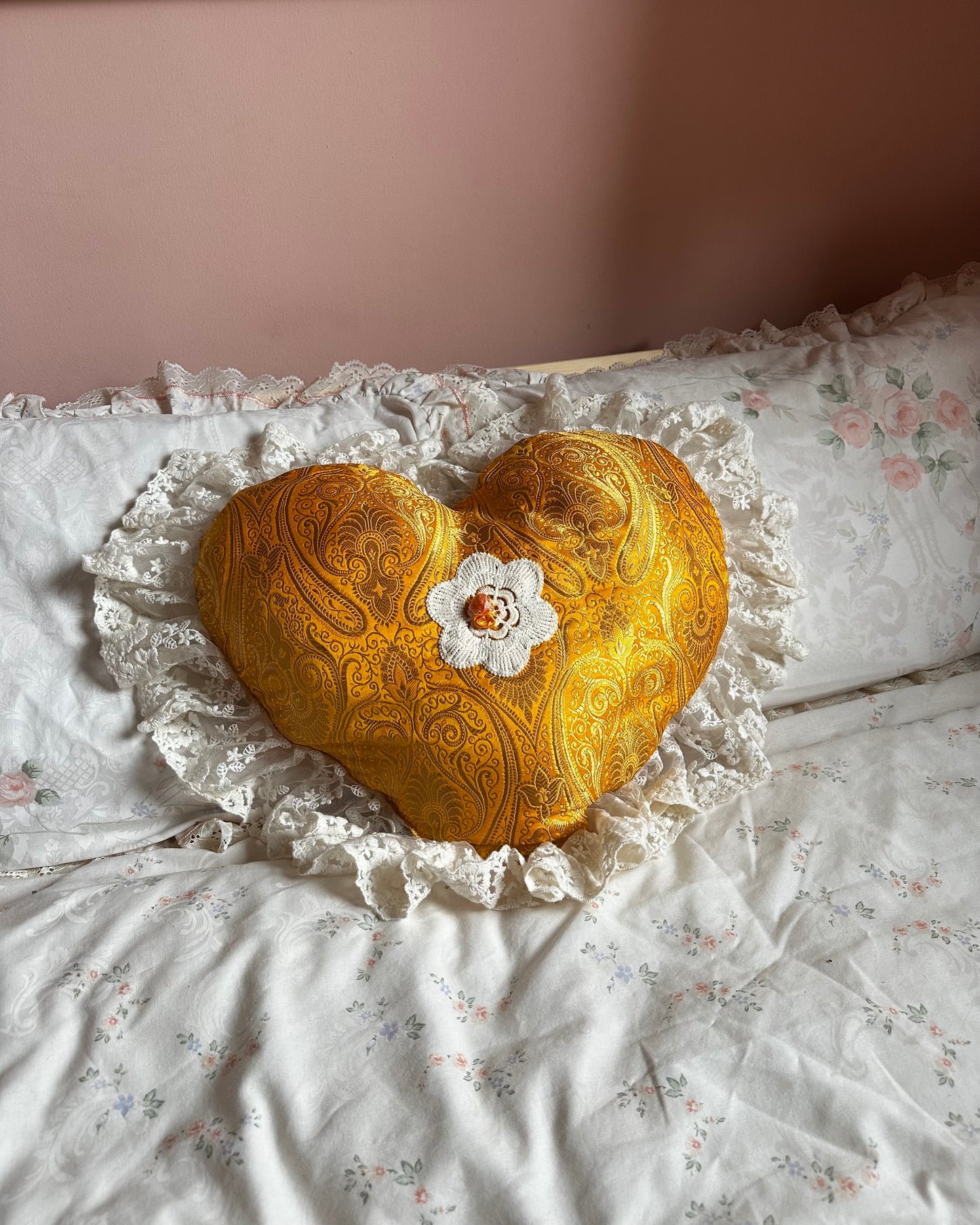 Heart Shaped Pillow in Sunbeam
