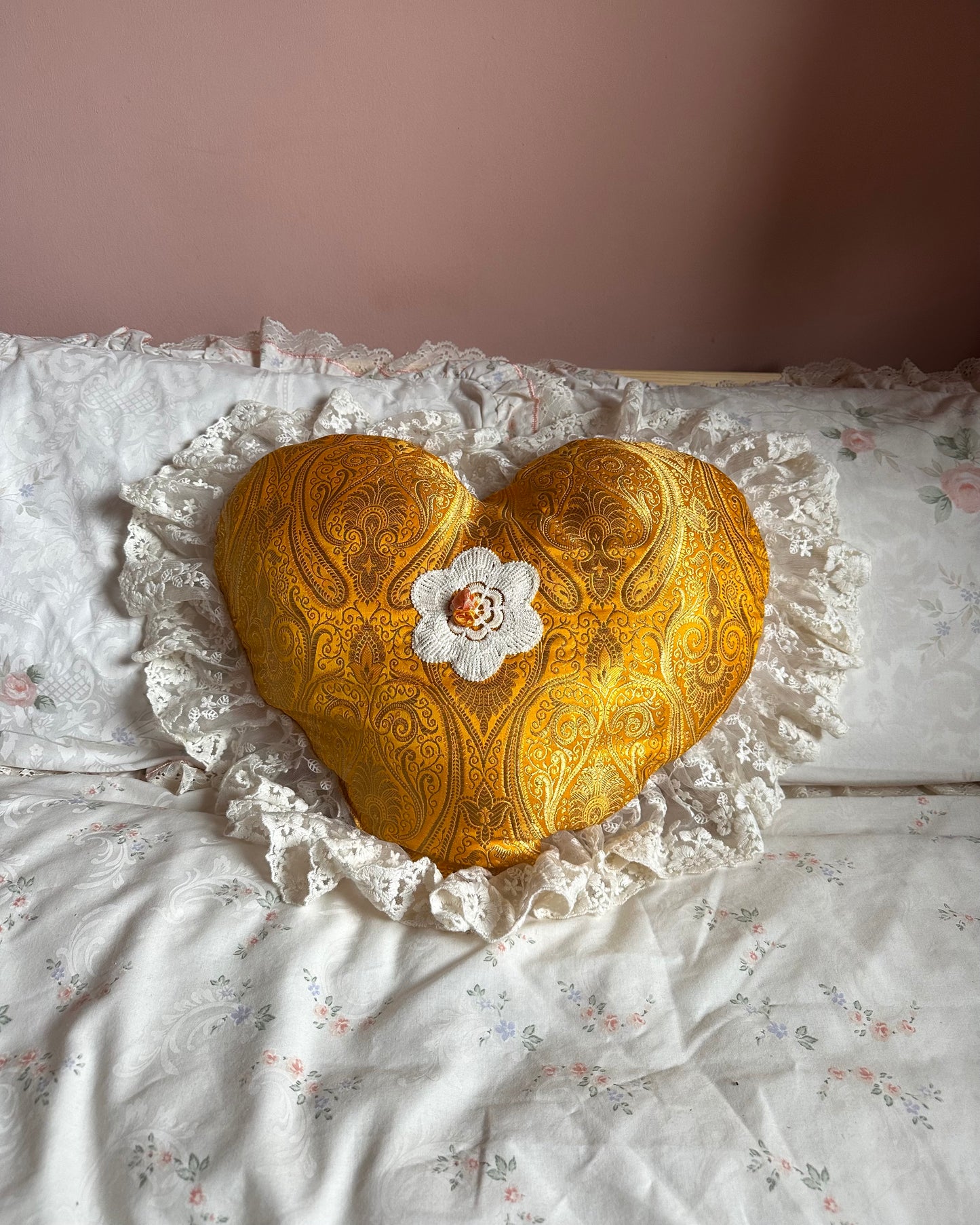 Heart Shaped Pillow in Sunbeam