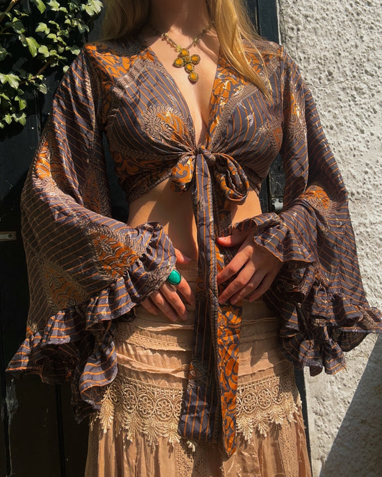 Ruffle Wrap Top in Woodstock