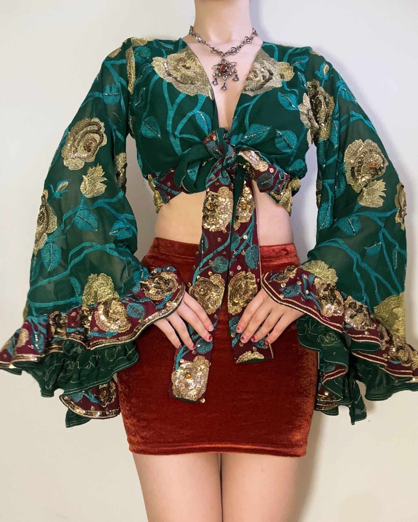 Ruffle Wrap Top in Willow