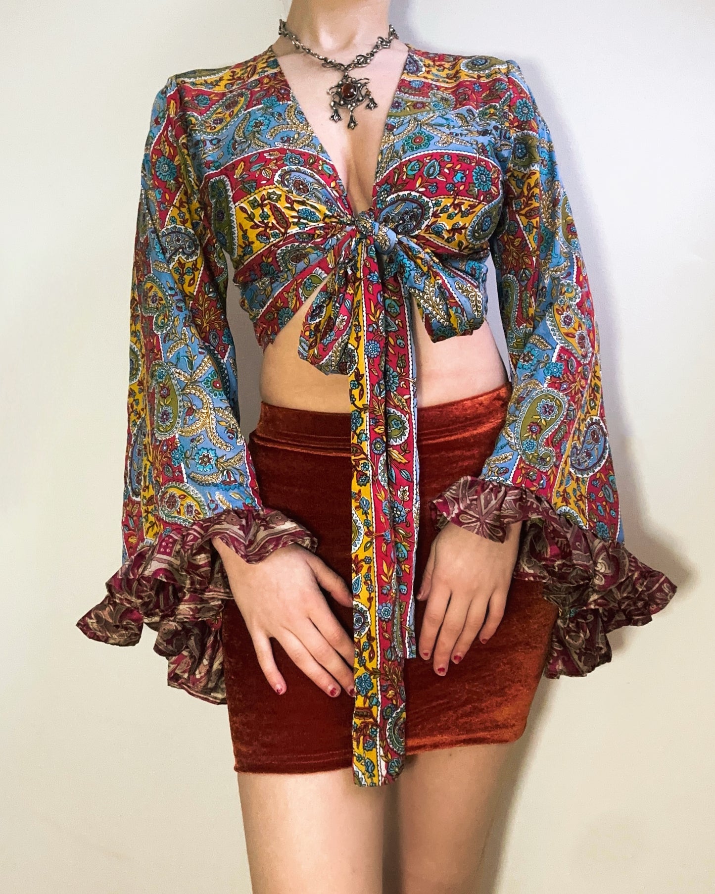 Ruffle Wrap Top in Carnival