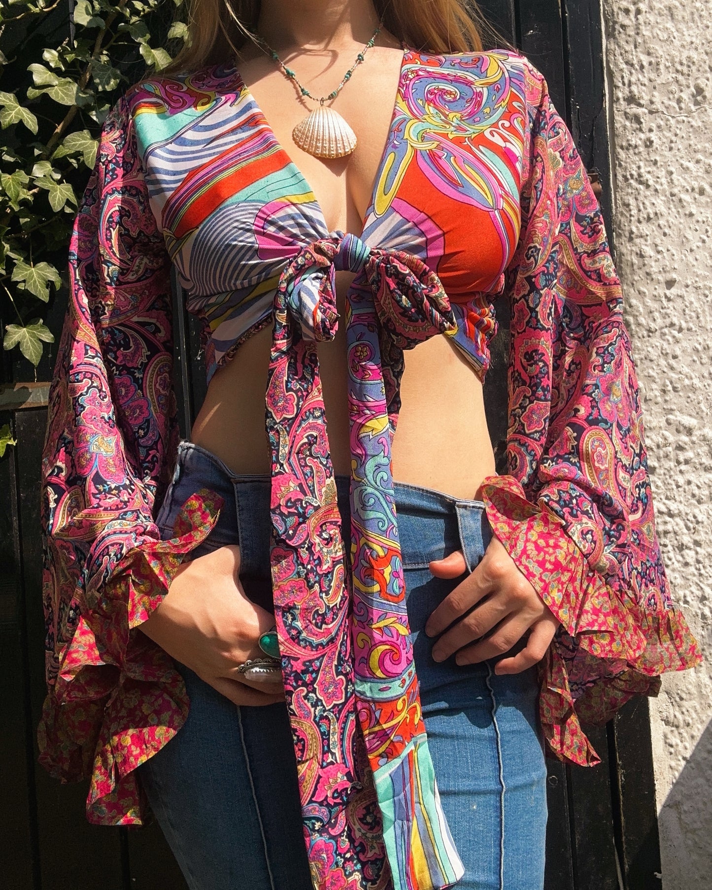 Ruffle Wrap Top in Patchwork