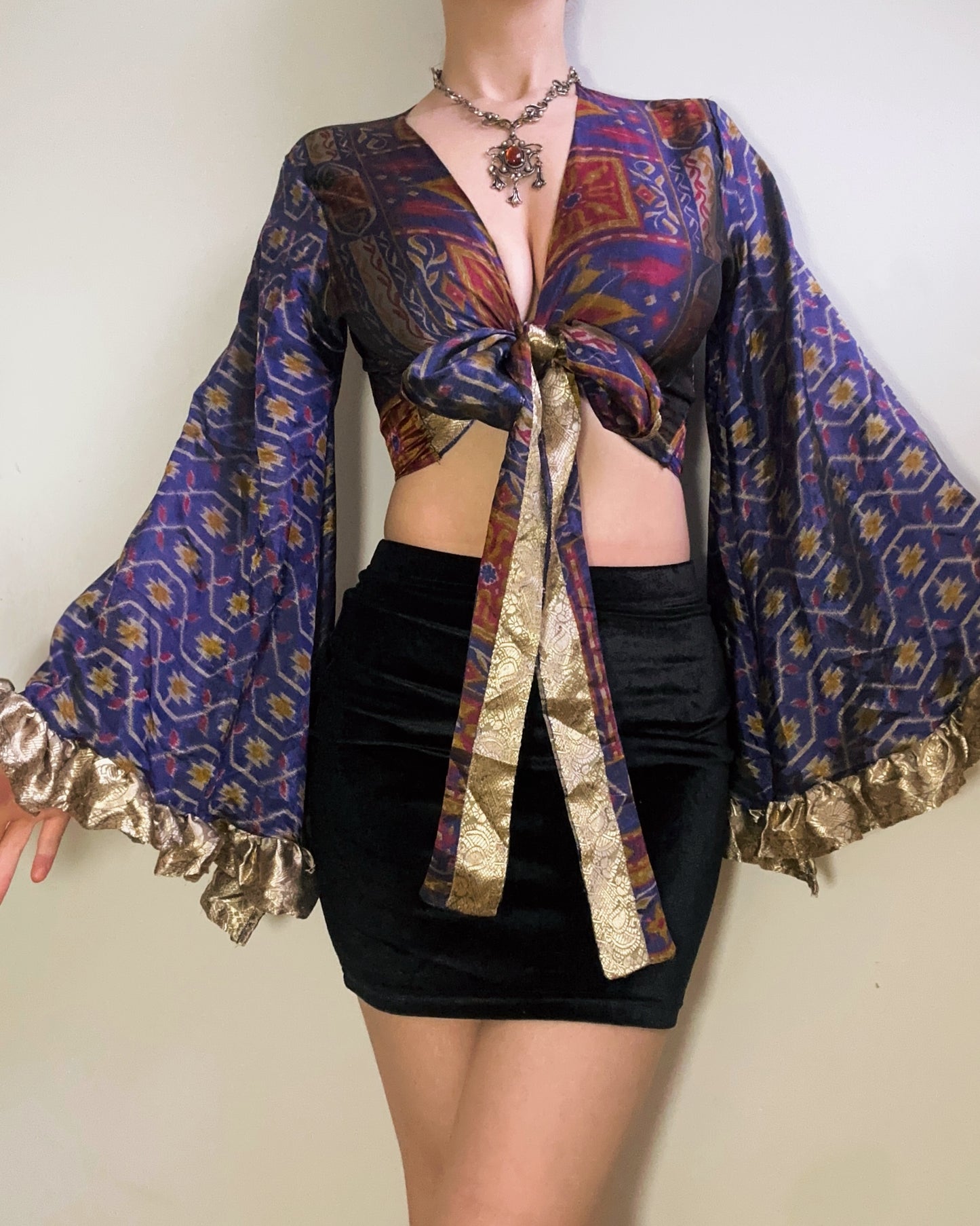 Ruffle Wrap Top in Empress