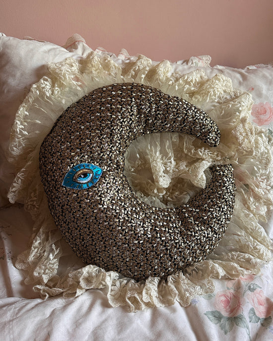 Moonface Shaped Pillow in Celetial