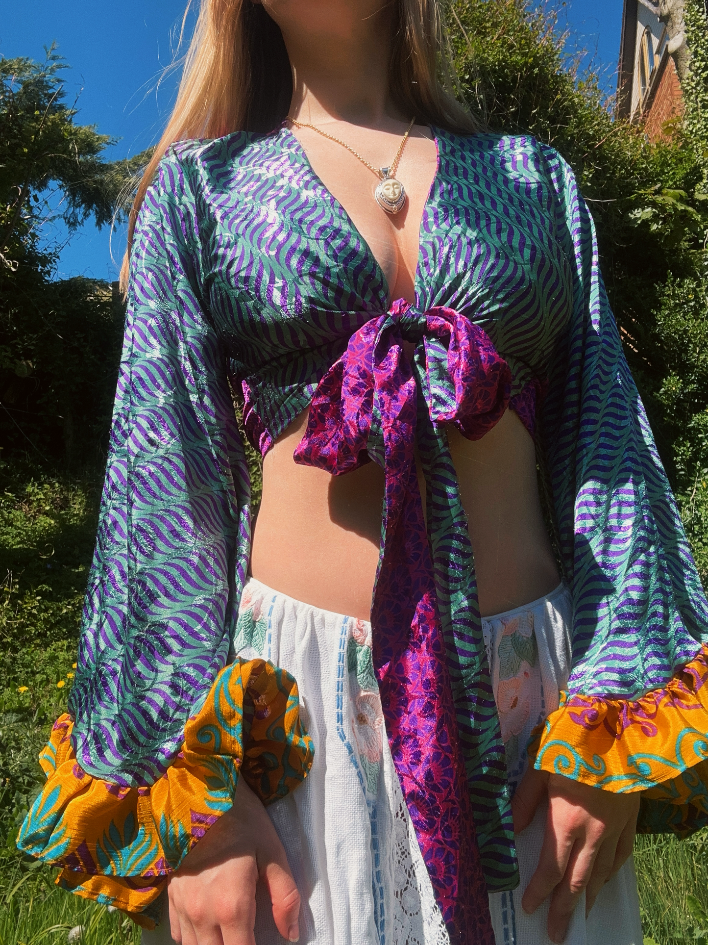 Ruffle Wrap Top in Psychedelia
