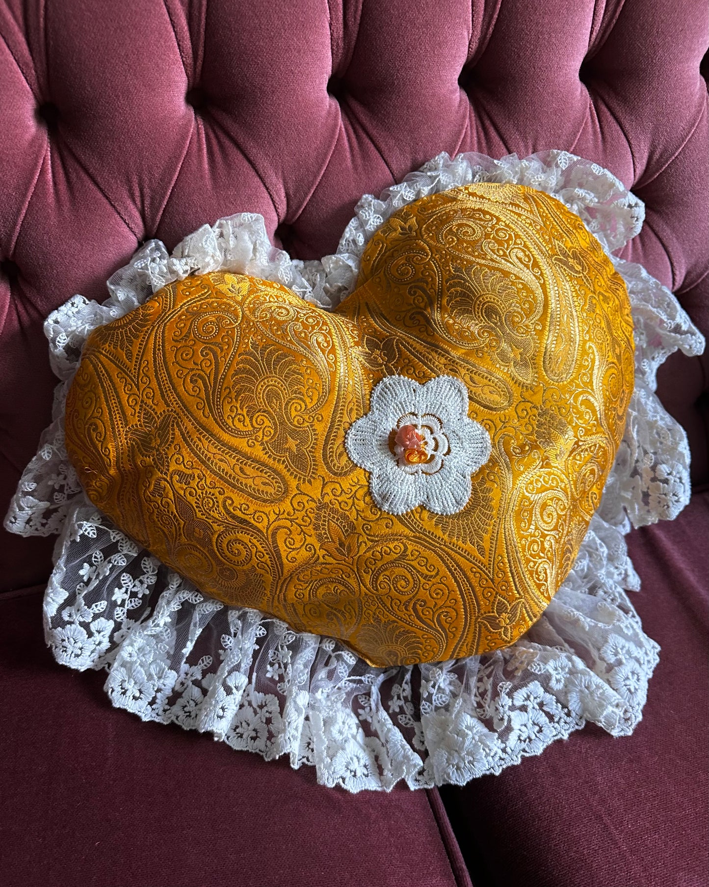 Heart Shaped Pillow in Golden Slumbers