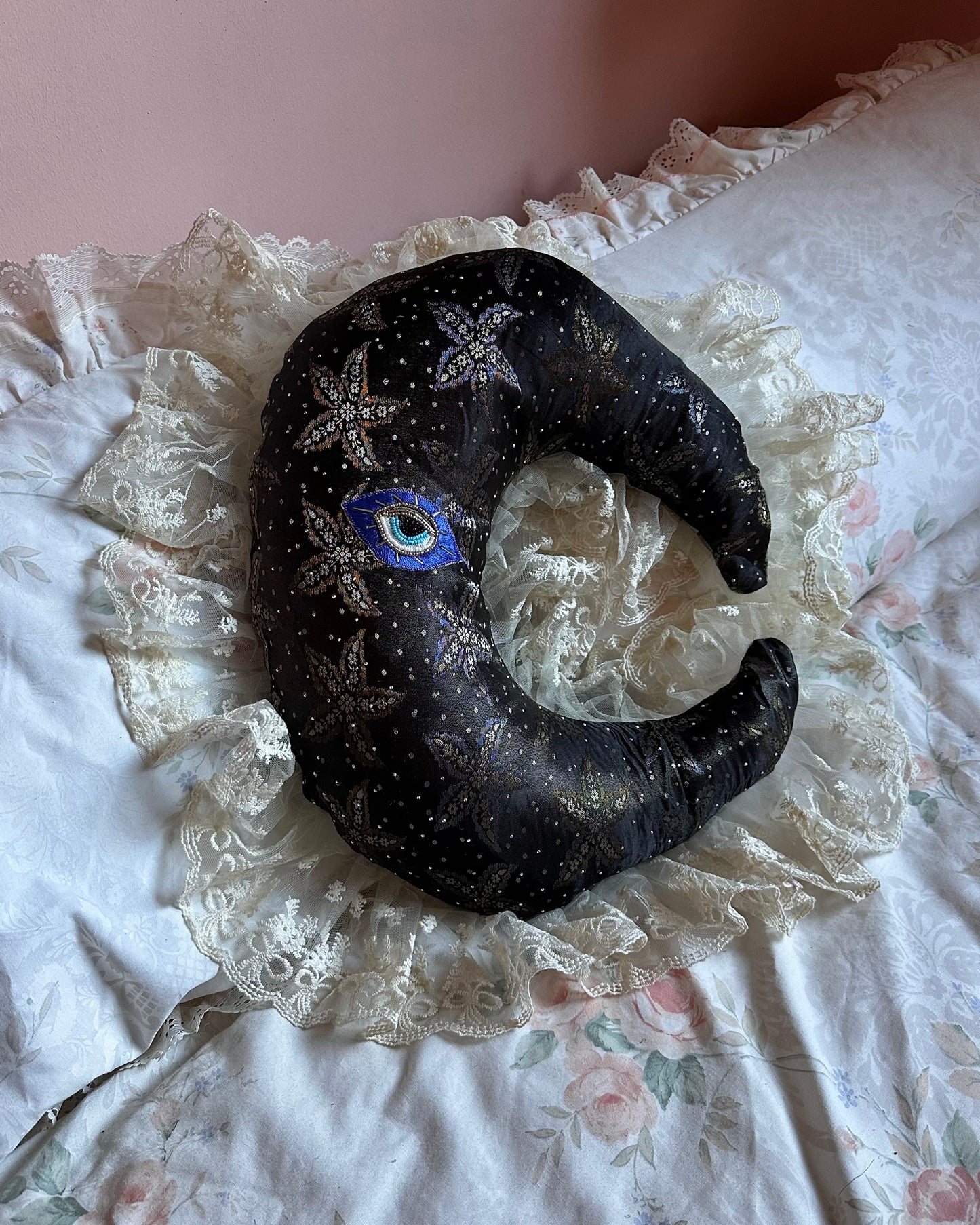 Moonface Shaped Pillow in Celestial
