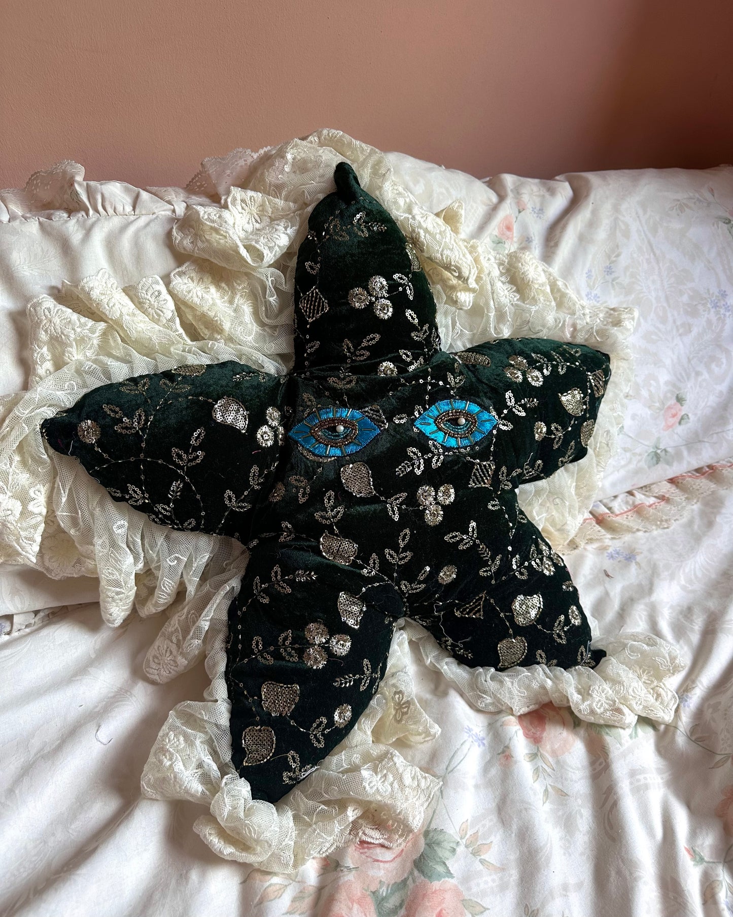 Flower Face Shaped Pillow in Evergreen