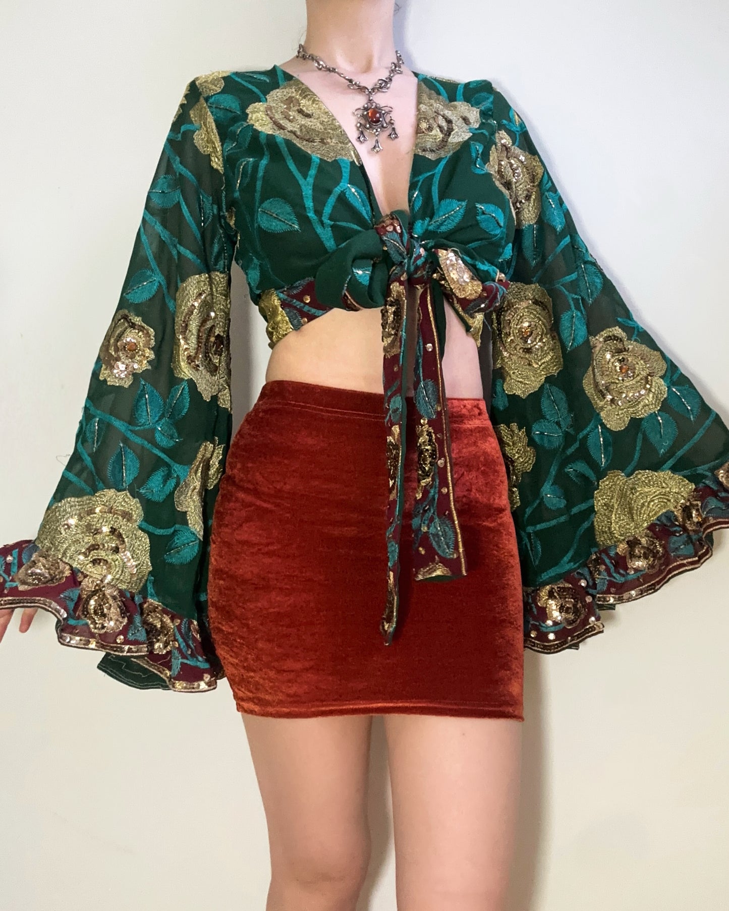 Ruffle Wrap Top in Willow