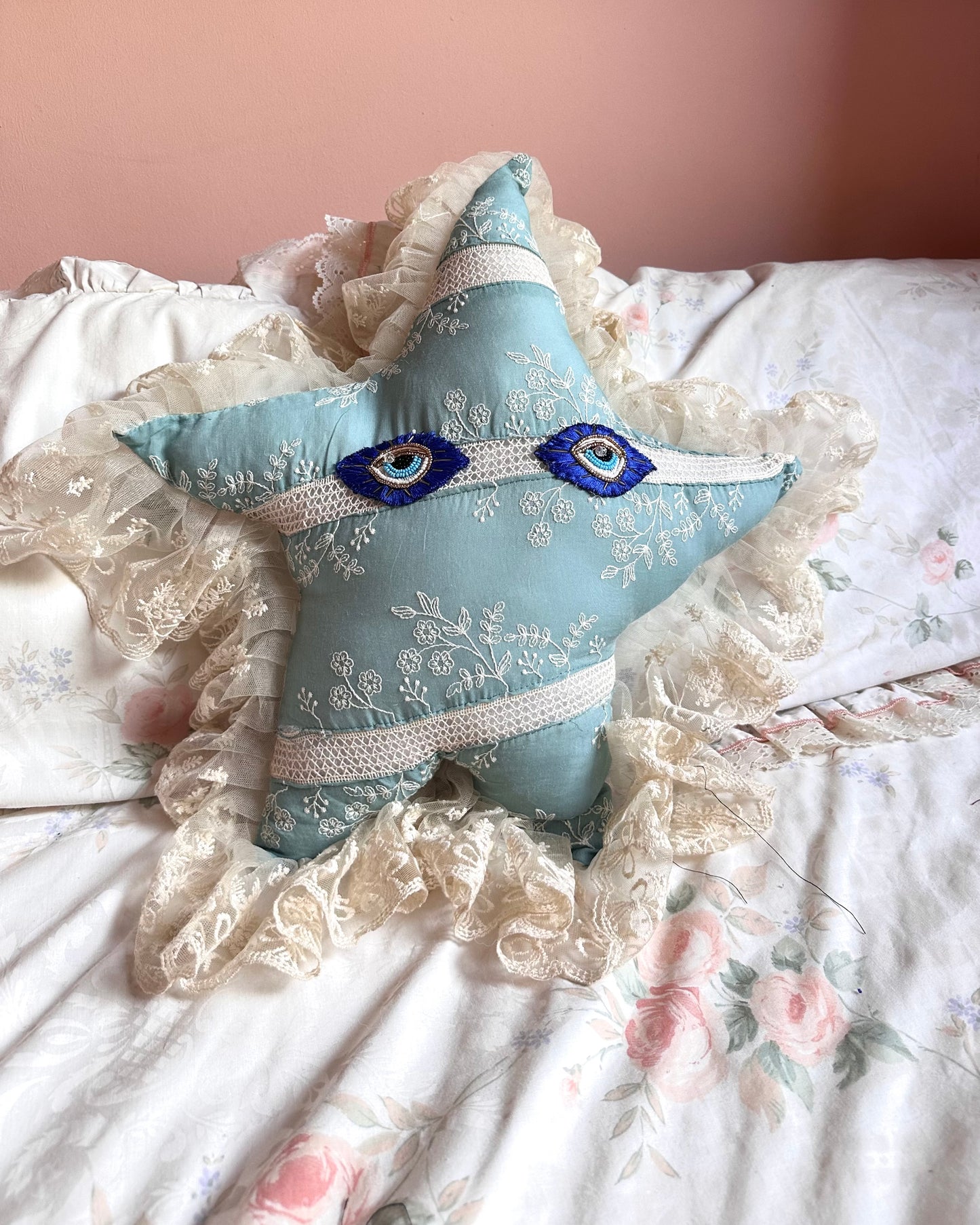 Star Face Shaped Pillow in Coquette