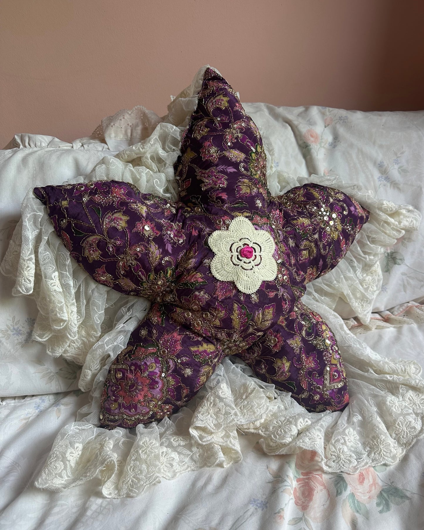 Flower Shaped Pillow in Priscilla