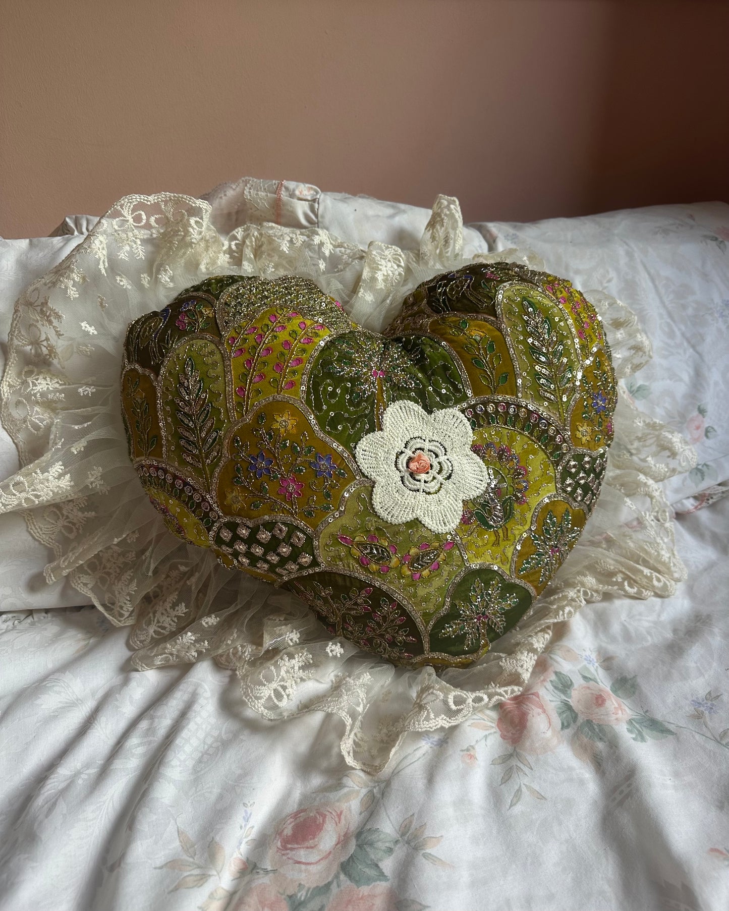 Heart Shaped Pillow in Swamp Gator