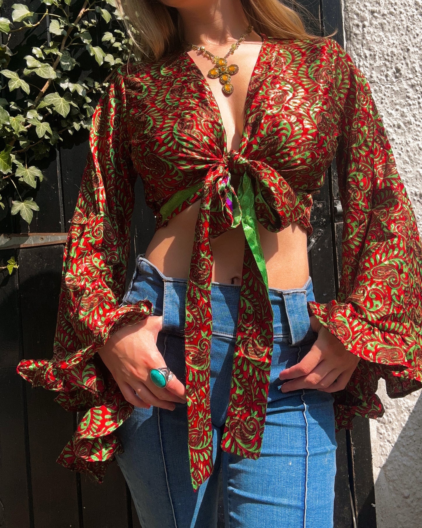 Ruffle Wrap Top in Snakeskin