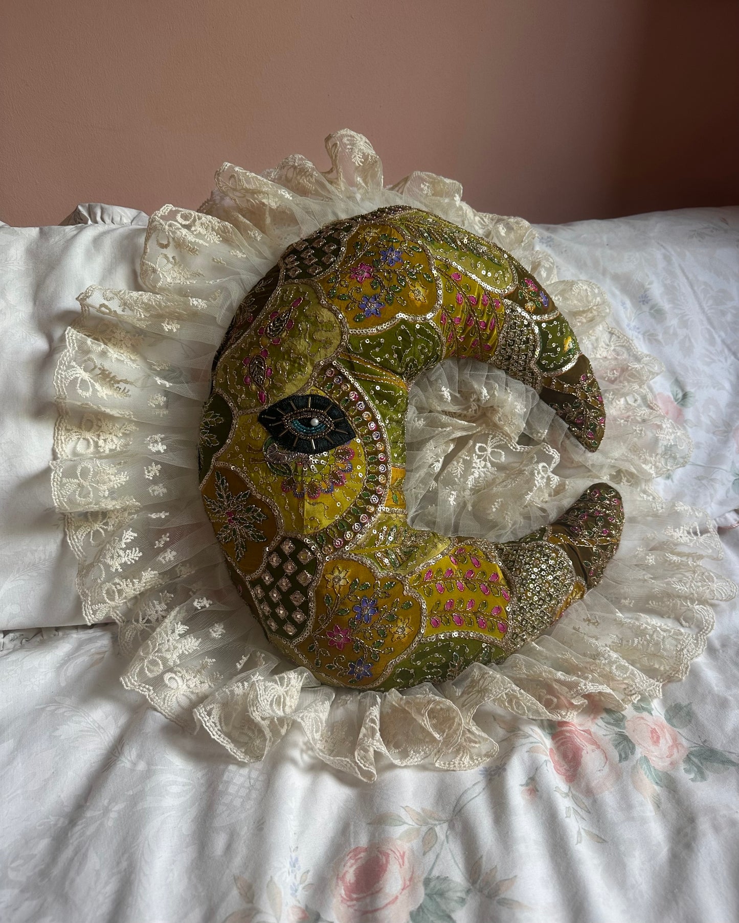 Moonface Pillow in Swamp Gator