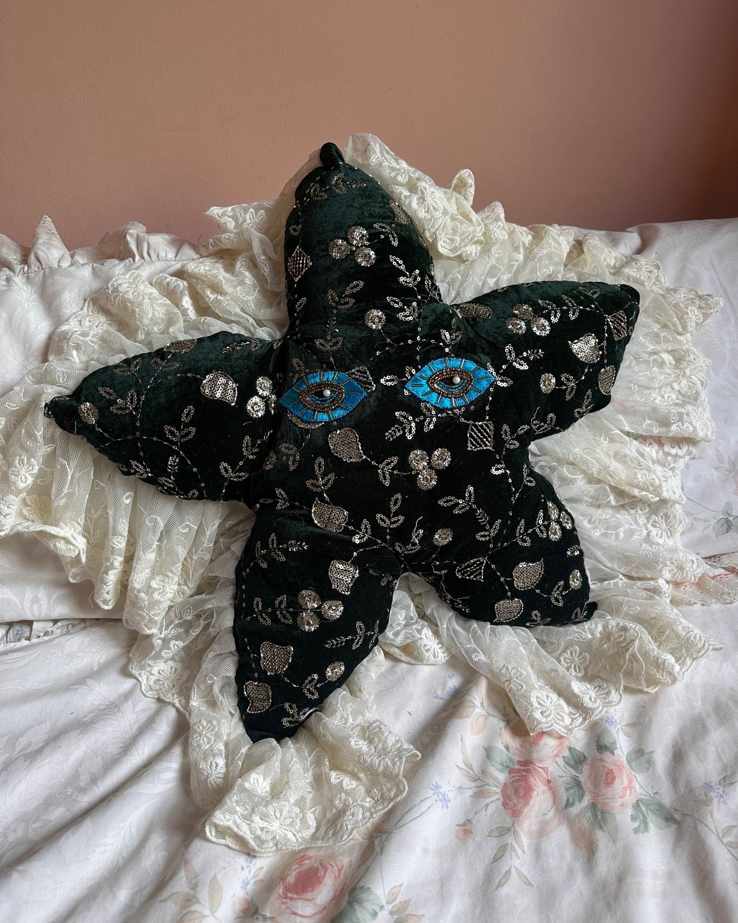 Flower Face Shaped Pillow in Evergreen