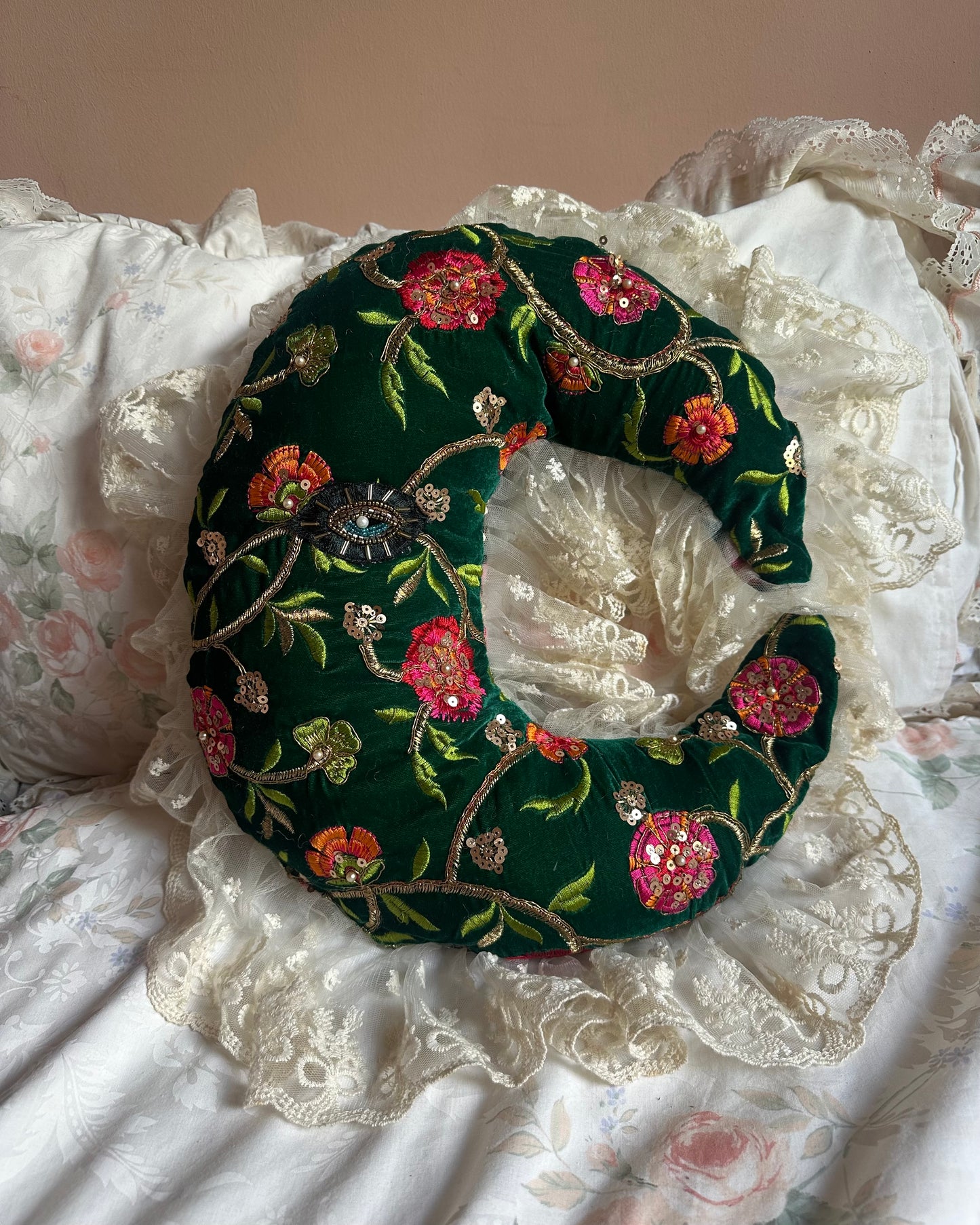 Moonface Shaped Pillow in Meadow