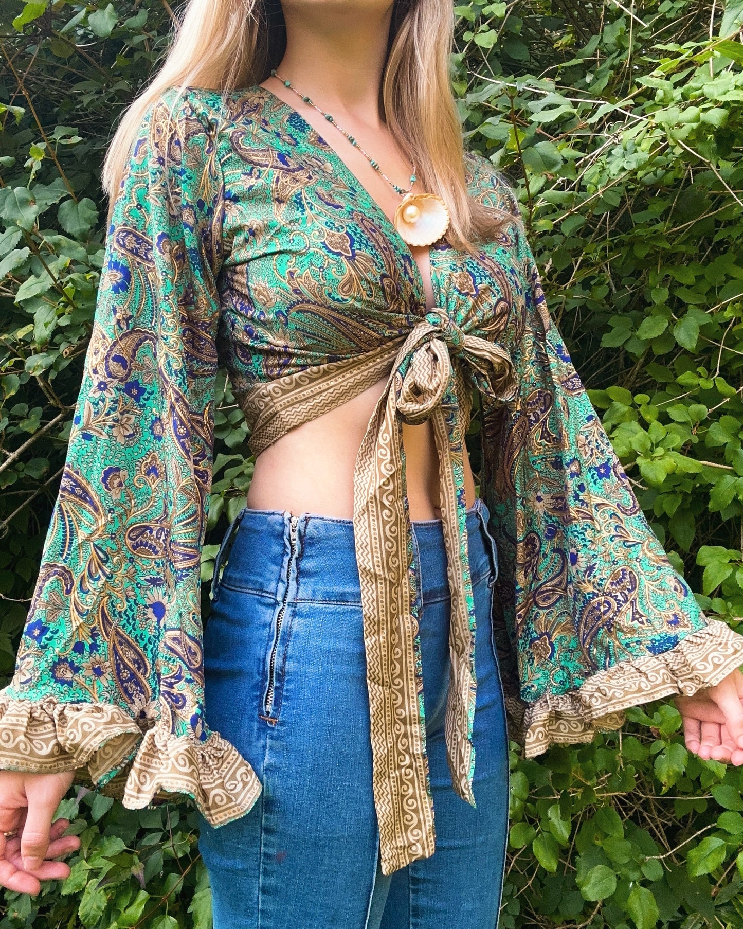 Ruffle Wrap Top in Oceania