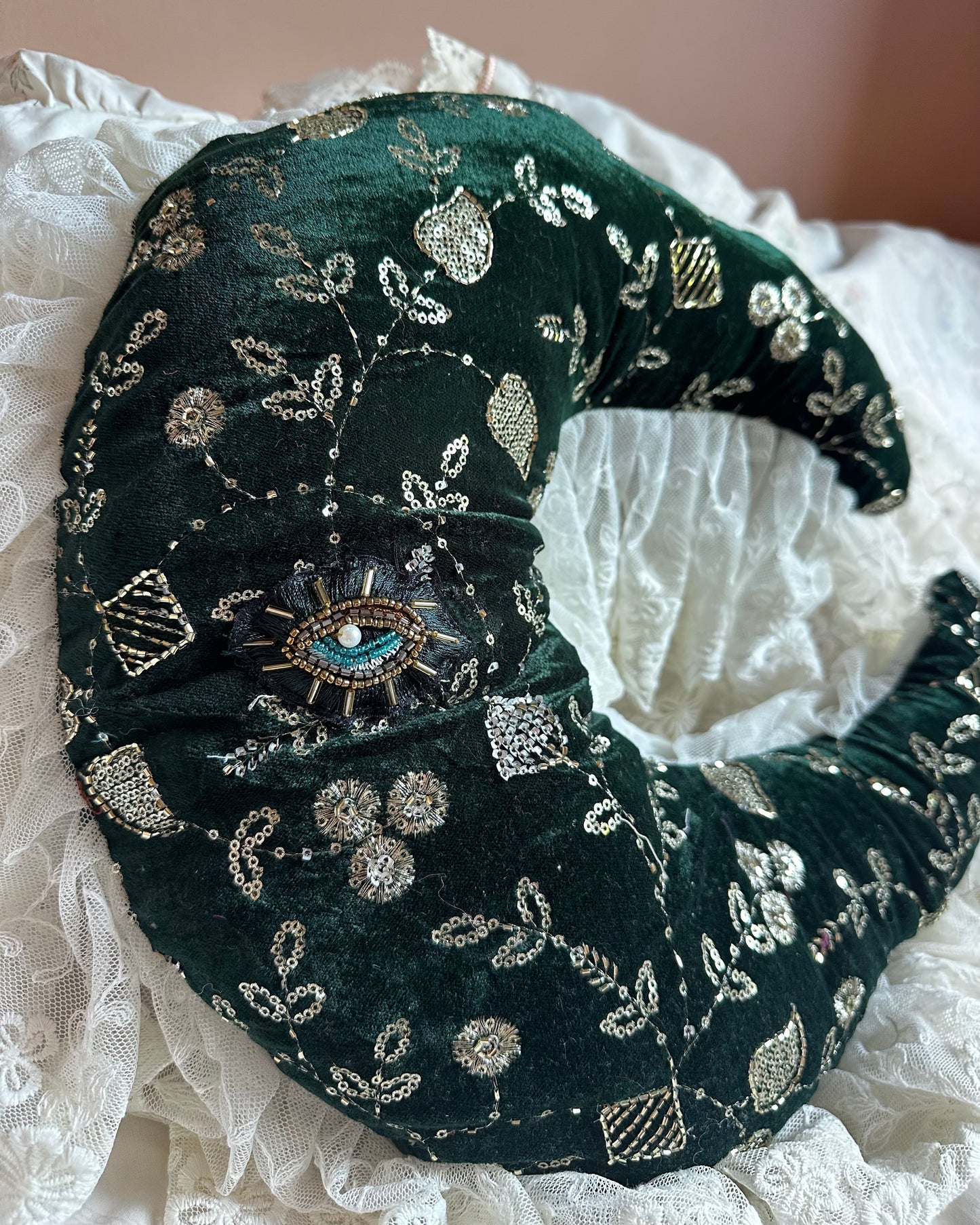 Moonface Pillow in Evergreen