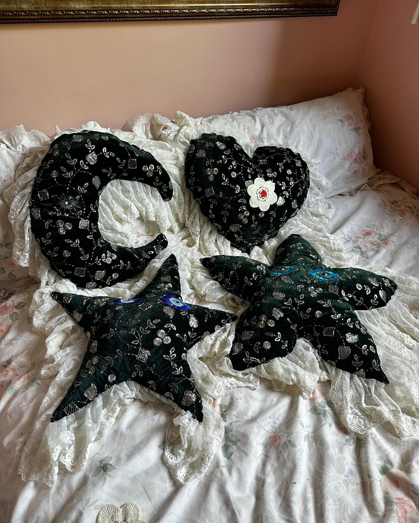Flower Face Shaped Pillow in Evergreen