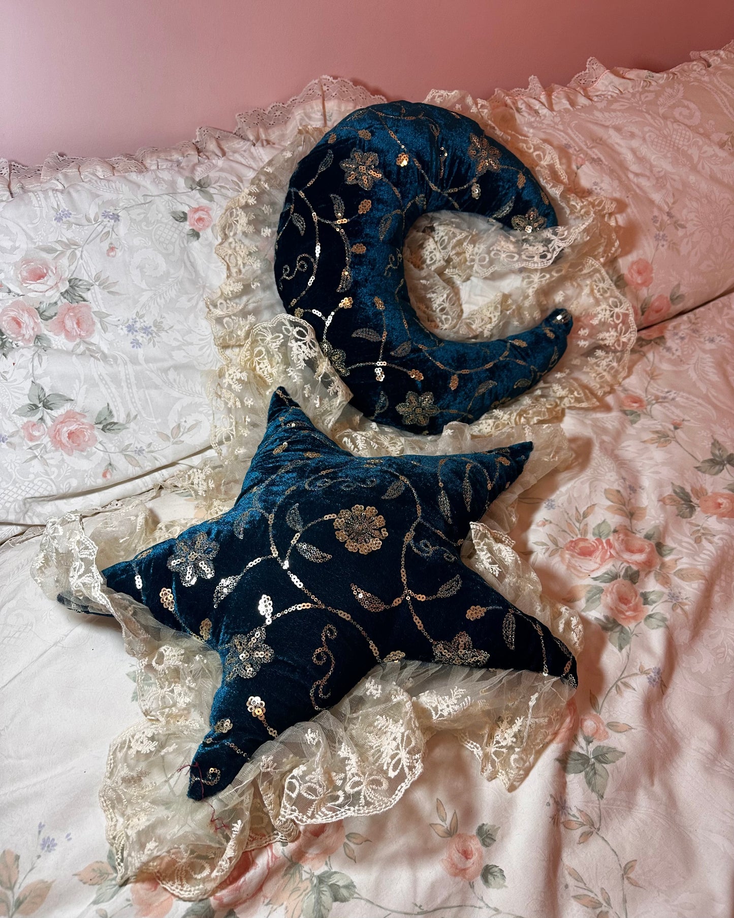 Moon Shaped Lace Pillow in Moon Child