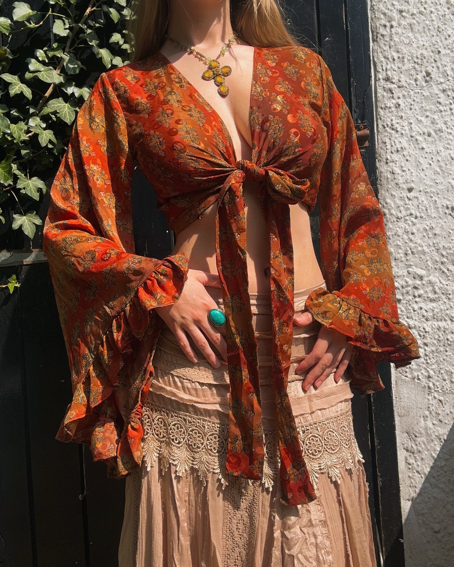 Ruffle Wrap Top in Willow