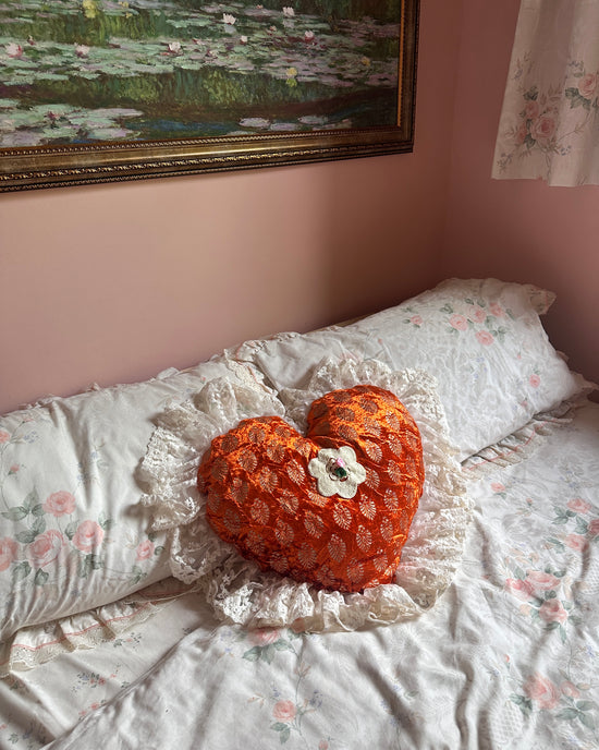 Heart Shaped Pillow in Tangerine